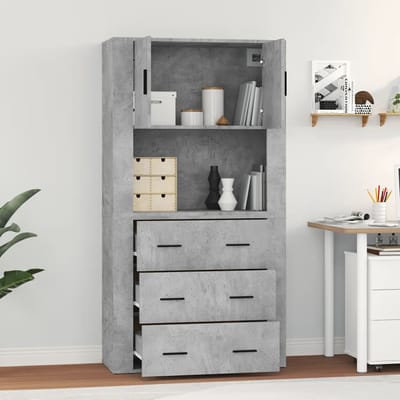 vidaXL - Hoge - kast - bewerkt - hout - betongrijs