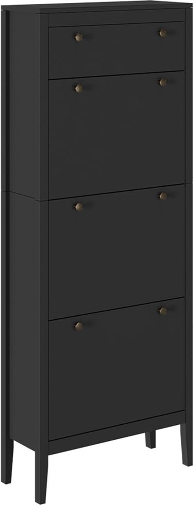 Vicco Aron Schoenenkast – 60 x 153 cm 3 compartimenten Zwart