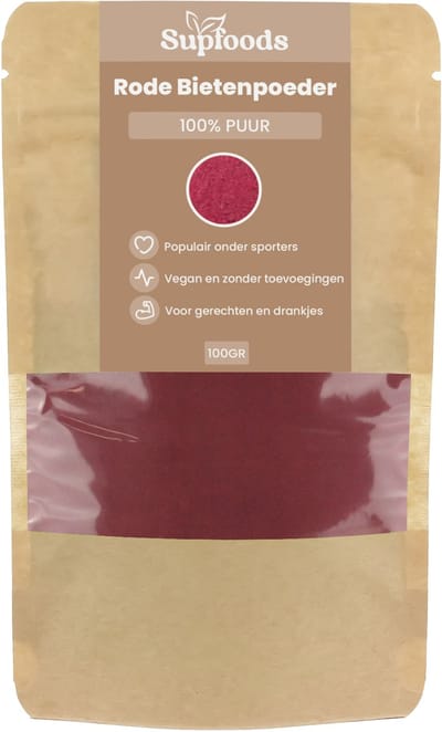 Rode Bieten Poeder 100% Puur - 100 g - Fijn Gemalen - Voor Smoothies & Recepten - Natuurlijk Beetroot - Alternatief voor Bietensap