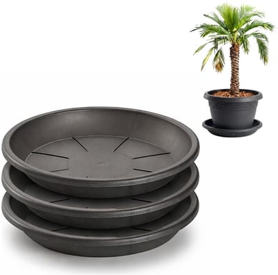 Plasticforte plantenpot onder schotel / opvang schaal - 3x - antraciet - dia 54 cm - Kunststof - voor een pot met dia 65/70 cm