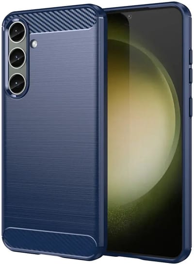 Geborsteld TPU Hoesje Geschikt voor Samsung Galaxy S24 Plus | Beschermhoes | Back Cover | Flexibel TPU | Stijlvol Carbon | Dun | Blauw