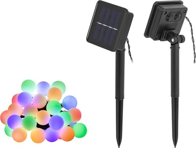 Zonne-aangedreven kleurrijke Fairy Lights 30x bollen LED Solar slinger buitenverlichting voor tuin IP44 4.9m