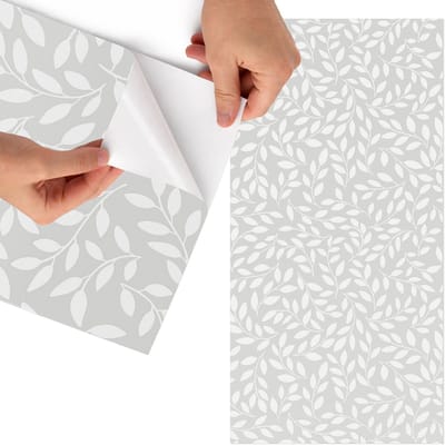 Tulup Meubelfolie - Bladerenpatroon Meubelfolie - 75x150 cm - Wit Meubelfolie - Decoratiefolie - Minimalist Meubelfolie - Meubel Wrap Folie - Woonkamer decoratie - Bloemen en planten