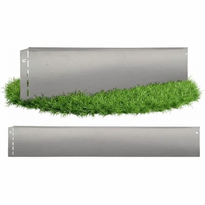 GartenAZ Borderrand - Gazonrand van Verzinkt Metaal - Flexibele Montage - Zilver - 100 cm x 13 cm (20 stuks)