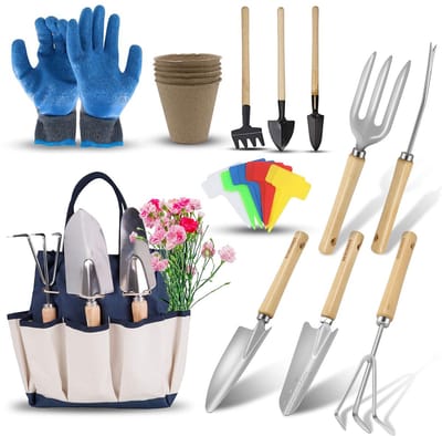 Unyqoos ® Complete 23-Delige Tuinset met Handschoenen en Draagtas voor Tuinliefhebbers