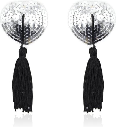 *** Tepelkwasten Zwarte Tepelstickers met kwastjes - Burlesque tepelkwastjes - Nipple Tassels - Sensuele Show - van Heble® ***