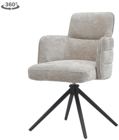 Tower Living Eetkamerstoel Rumo met armleuning draaibaar - Beige