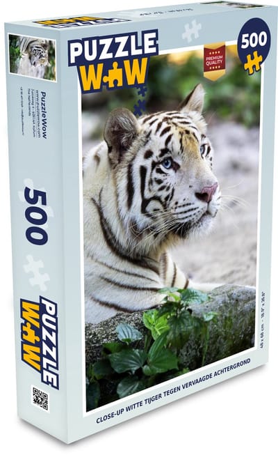 Puzzel Tijger - Wit - Zand - Legpuzzel - Puzzel 500 stukjes