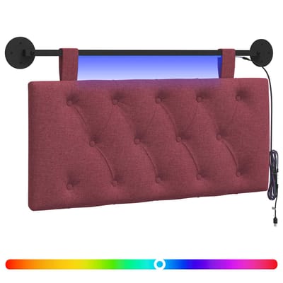 vidaXL - Hangend - hoofdbord - Met - LED-verlichting - Wijnrood - Stof