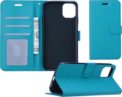 Hoesje - Geschikt voor Apple iPhone 11 - Luxe Bookcase - Walletcase Hoes - Portemonnee - Cover - Telefoonhoes - Turquoise