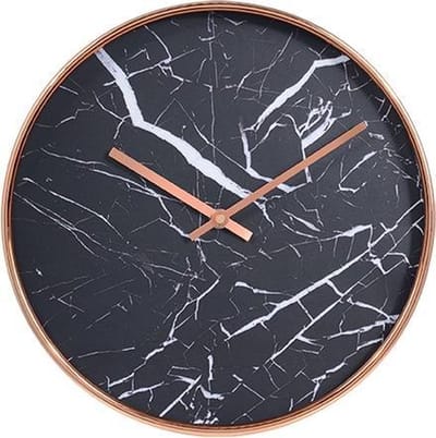 LW Collection Rose goud luxe wandklok 30cm - muurklok - klok - keukenklok - marmeren wandklok - kleine klok