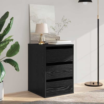 vidaXL - Ladekast - 3-Lade - Zwart - Eiken - 41 - x - 40 - x - 58 - cm - Bewerkt - hout