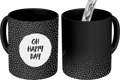 Magische Mok - Foto op Warmte Mokken - Koffiemok - Quotes - Tekst - Oh happy day - Geluk - Magic Mok - Beker - 350 ML - Theemok - Mok met tekst