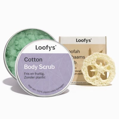 Verwen & Relax Cadeauset – Bodyscrub 150ml + Loofah Scrubspons - Cotton