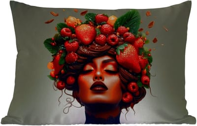 Buitenkussens - Vrouw - Chocolade - Frambozen - Aardbeien - Koekjes - 60x40 cm - Weerbestendig