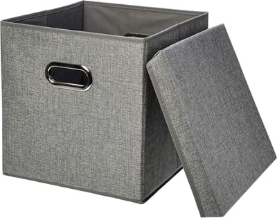 Famanu - Opvouwbare opbergkubussen jute 2 stuks grijs