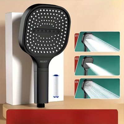 13cm Groot Paneel 3 Modi Handdouchekop Hoge Druk Waterbesparend Anti-Val Massage Badkamer Douchekop met Filter