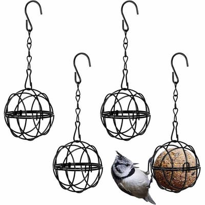 Vogelvoeders - Vetbalhouders - Vogels Voeren - Duurzame Draadkooi - 4 Stuks - Metaal