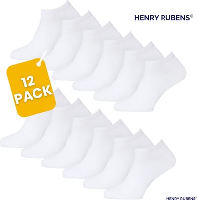 Henry Rubens® Sneakersokken Katoen - Enkelsokken Heren & Dames - 12 Paar - Wit - Maat 35-38 - Korte sokken