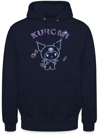 Kuromi Omtrekontwerp Met Paarse Chrome Letters Hoodie Unisex