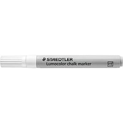 Krijtmarker STAEDTLER Lumocolor®, ronde punt, schrijfkleur wit, lijndikte 2,4 mm, voor gladde oppervlakken, vloeistof op waterbasis