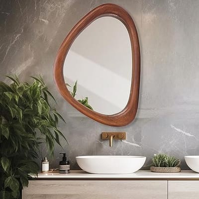 Onregelmatige Wandspiegel 30 x 20 Inch - Asymmetrische Houten Spiegels voor Wanddecoratie