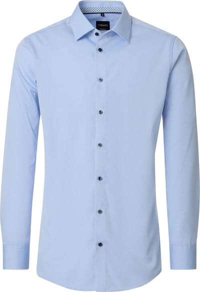 VENTI CASA MODA comfort fit overhemd - structuur - lichtblauw - Strijkvrij - Boordmaat: 39