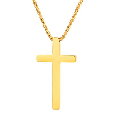 Sorprese Kruis Ketting Heren - Aureo Grande - Goudkleurig - 60 cm - Grote Kruis Hanger 5,25 x 2,97 cm - Stoer & Stijlvol - Model X