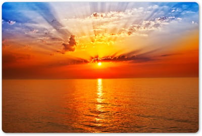 Placemats 45x30 cm - Placemat kunststof - 1 stuk - Zonsondergang - Zee - Lucht - Oranje - Horizon - Water - Borden onderleggers - Decoratie voor op tafel - Keuken tafeldecoratie accessoires - Vinyl onderlegger - Tafelversiering