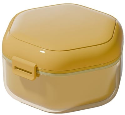 Gebitsbakje - Beugelbakje - Incl. Lekbakje -Met kwast - Draagbare Dental Behuizing - Kunststof Gebitsbox - Mond Guard Beschermende Kistje - Gebittenbakje - Prothese Opslag - Voor - Beugel - Kunstgebit - Prothese - Beugeldoosje