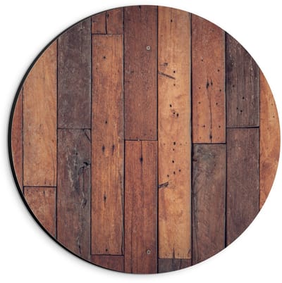 Dibond Wandcirkel - Houten Planken  - 20x20cm Foto op Aluminium Wandcirkel (met ophangsysteem)