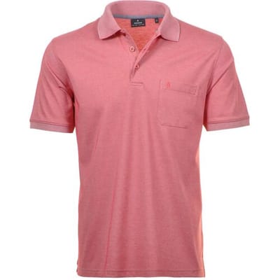 Ragman Softknit Poloshirt Breast Pocket Pima Cotton Mix Bright Red Melange / male