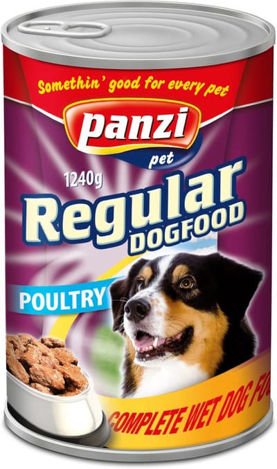 Panzi Regular - Hondenvoer - Blikvoer - Natvoer hond - Adult - Gevogelte - 5 x 1240g