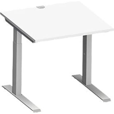 Schäfer Shop Genius MODENA FLEX bureau, C-poot rechthoekige buis, B 800 x D 800 mm, wit/wit aluminium