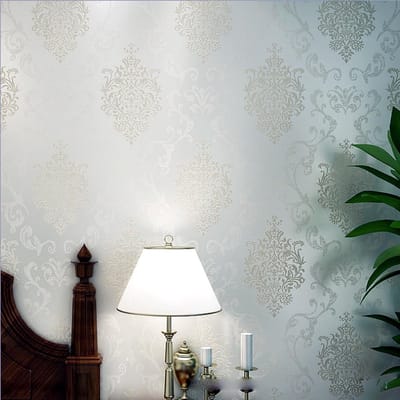 Dailygoods- Behang Luxe 3D Damast - Vliesbehang Crème - Wandbekleding - Behang woonkamer - Antimicrobieel - 0,53 m x 10 m - Muurbekleding