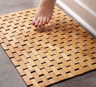 Badmat van bamboehout - antislipmat voor in badkuip - bamboemat voor in badkamer met antislip - badmat voor douche - bamboe tapijt voor badkamer (Natuurlijk)