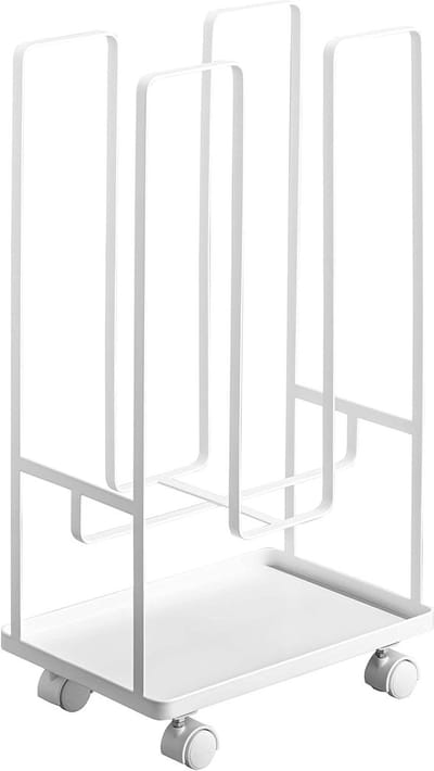 Kartonnen Organizer - Verhuisdoos Houder - Verzendmateriaal Opbergen - Mobiel Dankzij Wielen - 30 x 20 x 54.5 cm - Wit