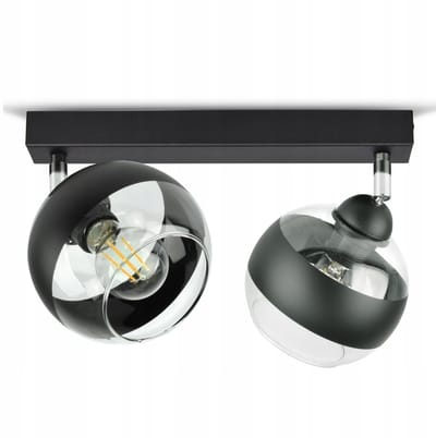 Zwarte Plafondlamp met Glazen Bollen, E27 Fitting, LED