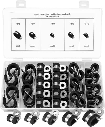 Rubber Gevoerde P Klemmen Set van 42 Stuks, RVS Buisklemmen voor Slangen en Kabels, Geschikt voor 6mm tot 16mm