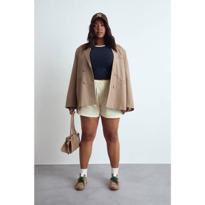 Dames Boohoo Basics Plus Essential Oversized Dubbelkoloms Blazer | Mocha | Maat: 16