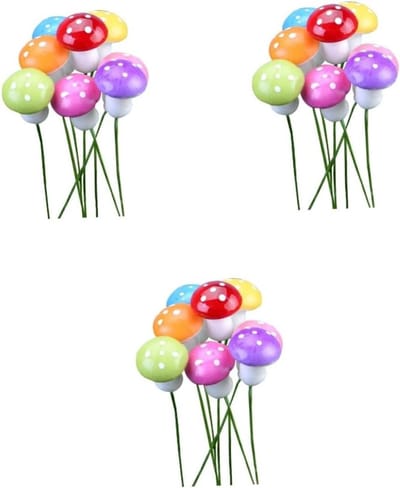 Miniatuur paddenstoelen - Tuinfiguren set - Sprookjestuin maken - Met stokje - 60 stuks - Gemengde kleuren