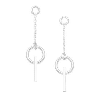 EAR IT UP - Oorbellen - Bar - Cirkel - Ketting - 925 sterling zilver - 42 x 10 mm - 1 paar