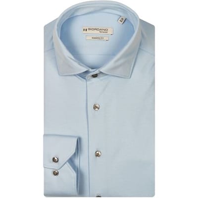 Giordano - Lange mouw overhemd - Heren - M - Licht blauw - Katoen - NOS7878