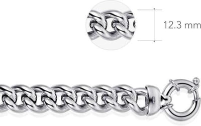 Gisser Jewels - Ketting - Gourmet Bol met Veersluiting - 12.3mm Breed - Lengte 45cm - Gerhodineerd Zilver 925 - C003-45 - Sieraad - Dames