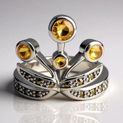 Cavill - Zilveren Ring met Citrien 0,422 ct uit Madagaskar - 925 Sterling Zilver - Vintage Marcasiet Accenten - Elegante Damesring