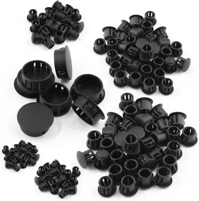 Plastic Gatpluggen - Blinde Pluggen Rond - Gaten Afdekken - Snap-in Ontwerp - 300 stuks 6 Maten - Zwart
