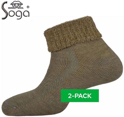 Soga - 2-Pack - Merino Kniekousen - Badstof Gevoerd - Heren / Dames - beige - 35-38 - S9