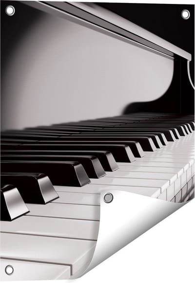 Gards Tuinposter Pianotoetsen - Noten - Piano - 40x50 cm - Tuindoek - Tuindecoratie - Wanddecoratie buiten - Tuinschilderij