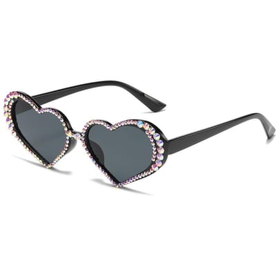 Nieuwe Mode Strass Zonnebril Dames Hartvormig Montuur Punk UV400 Bescherming Stijlvol Ontwerp pictures show