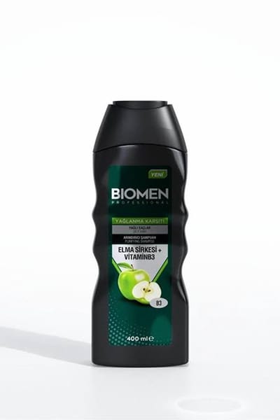 Biomen shampoo voor Vet Haar - Professional Appelazijn & Vitamine B3 Anti-Vet Zuiverende Shampoo 400 ml – Diepe Zuiverende en Balancerende Verzorging voor Vet Haar - vet haar - Bio shampoo - Herbal shampoo - haarverzorging